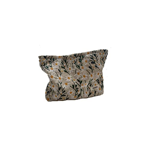 Toilettenbeutel Kosmetikbeutel Frauen Blumenmake -up -Koffer organisieren Stickerei Kosmetische Beutel Reisen Reisen Toilettenbeutel Cordanlage Leinwand Schönheit (weiß, mittel) von JZFOACHR