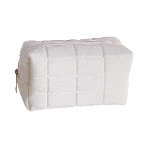 Toilettenbeutel große Kapazität Pink White Blue Plüsch Make -up -Beutel Bleistift Hülle süße Aufbewahrungstasche weiche multifunktionale Kosmetikbeutel Organizer (Pink) von JZFOACHR