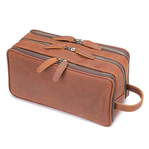Umhängetasche echter Lederkosmetikbeutel Reisen Reisen Toilettenbeutel Kapazität Waschbeutel Frauen Make -up -Taschen von JZFOACHR