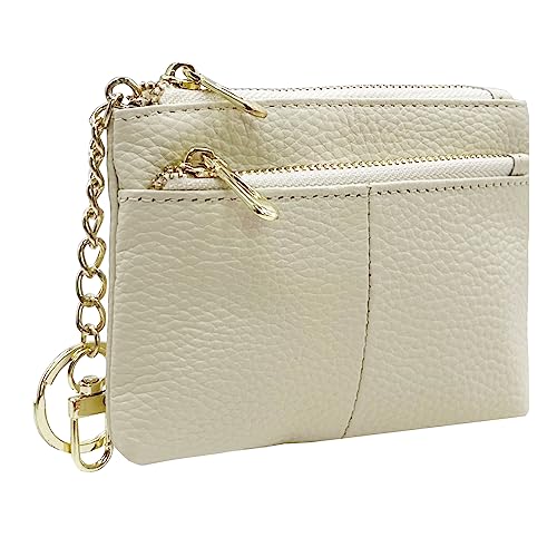 Womens RFID Coin -Geldbörse Wechsel Geldbörse Kleiner Lederkartenhalter Schlüsselbund (Leopard), weiß, eine Größe von JZFOACHR