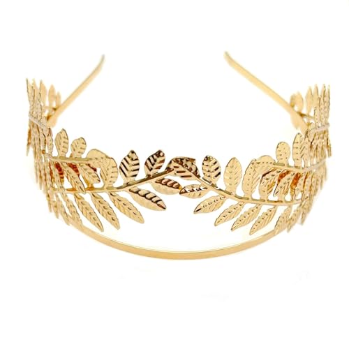 JZK 1 x goldene römische Blattkrone, griechische Krone, Göttin, Kopfschmuck, Haarkrone, Mädchen, Brautjungfer, Braut, Tiara, Haarband, Cosplay, Haarschmuck für Hochzeit, Party von JZK