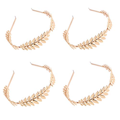 JZK 4 x Römische Göttin Blatt Blattgold Haarreif Haarband Haar Band Braut Haar Krone Leaf Tiara für Hochzeit Weihnachten Geburtstag Abschlussball Party von JZK