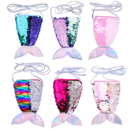 JZK 6 x Geldbörse mit Meerjungfrauenschwanz, mit Pailletten, für Kinder, Geschenk zum Geburtstag, Party, Geschenk von JZK