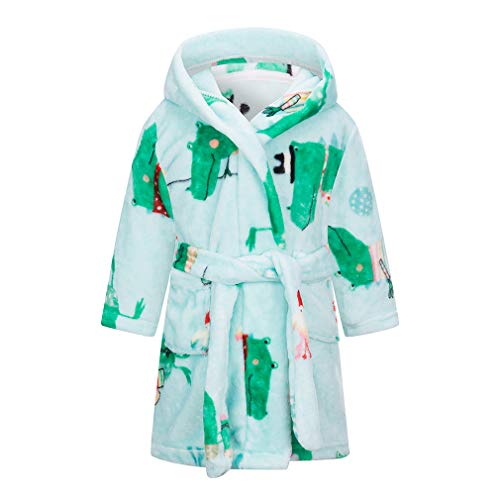 JZLPIN Mädchen Bademantel Jungen Hoodie Roben Kinder Nachtwäsche Kleinkind Dressing Gown Grün 2-3 Jahre von JZLPIN