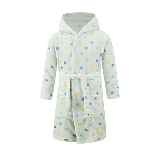 JZLPIN Unisex Baby Mit Kapuze Bademantel Kinder Flanell Pyjama Morgenmantel zum Jungen Mädchen Blau 4 Jahre von JZLPIN