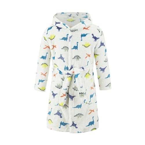 JZLPIN Unisex Baby Mit Kapuze Bademantel Kinder Flanell Pyjama Morgenmantel zum Jungen Mädchen Dinosaurier A 2 Jahre von JZLPIN