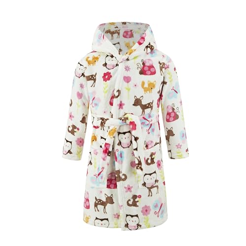 JZLPIN Unisex Baby Mit Kapuze Bademantel Kinder Flanell Pyjama Morgenmantel zum Jungen Mädchen Eule 6 Jahre von JZLPIN