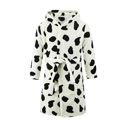 JZLPIN Unisex Baby Mit Kapuze Bademantel Kinder Flanell Pyjama Morgenmantel zum Jungen Mädchen Kuh 2 Jahre von JZLPIN