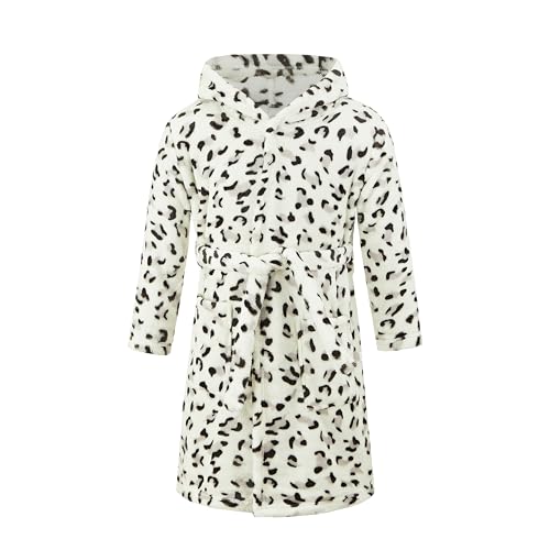 JZLPIN Unisex Baby Mit Kapuze Bademantel Kinder Flanell Pyjama Morgenmantel zum Jungen Mädchen Leopard 2 Jahre von JZLPIN
