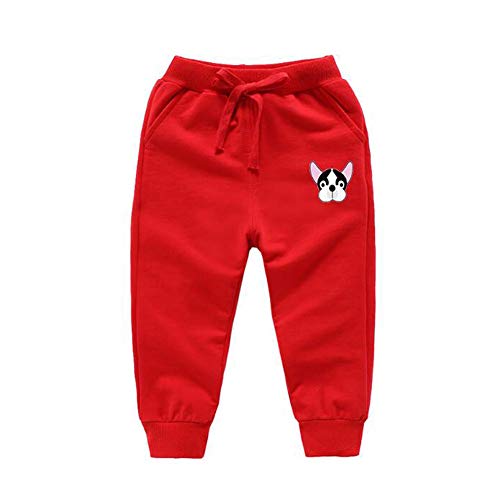 JZLPIN Unisex Kinder Jogginghose Elastisch Taille Baumwolle Lange Hose Baby Bottoms Rot 110cm von JZLPIN