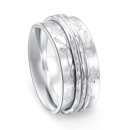 JZMSJF S925 Sterling Silber Glaube Hoffnung Liebe Spinner Ringe Inspirierender Anti Angst Ring Fidget Ring, UK-Größe 5, Sterling Silber, Zirkonia von JZMSJF