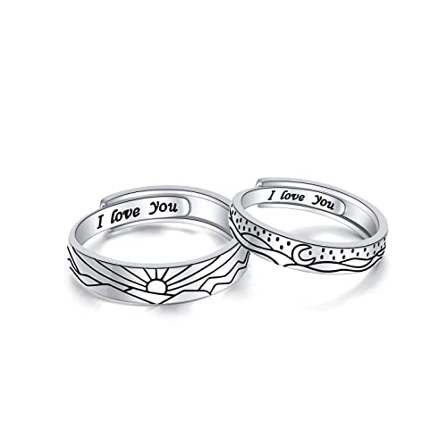 JZMSJF S925 Sterling Silber Paar Ringe Set Verstellbare Passende Ringe Verlobung Versprechen Hochzeit Geschenk für Paare Ehefrau Ehemann Sterling Silber Zirkonia JZMSJF S925 Sterling Silber Paar Ringe Set Verstellbare Passende Ringe Verlobung Versprechen Hochzeit Geschenk für Paare Ehefrau Ehemann Sterling Silber Zirkonia von JZMSJF