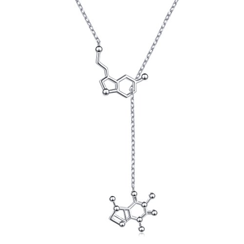 JZMSJF S925 Sterling Silber Serotonin Molekül Halskette Dopamin Wissenschaft Anhänger Halskette für Frauen Schmuck Geschenk, Sterling Silber, Kein Edelstein von JZMSJF