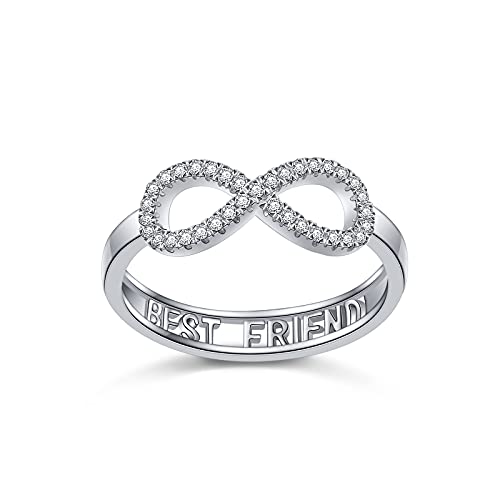 S925 Sterling Silber Best Friend Infinity Ring Verstellbarer Freundschaftsschmuck Geburtstagsgeschenk für Frauen Erwachsene Teenager, Sterling Silber, Zirkonia S925 Sterling Silber Best Friend Infinity Ring Verstellbarer Freundschaftsschmuck Geburtstagsgeschenk für Frauen Erwachsene Teenager, Sterling Silber, Zirkonia von JZMSJF