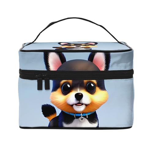 JZQZH Card Love Fancy Puppy tragbare Kosmetiktasche, personalisierter Aufbewahrungs-Organizer für Reisen, Camping, Hotels und lange Reisen von JZQZH