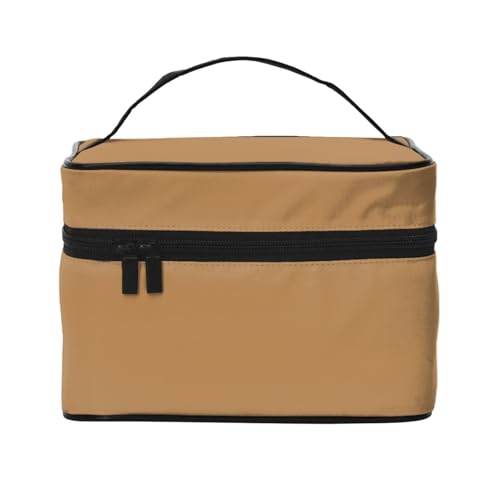 JZQZH Einfarbige braune tragbare Kosmetiktasche, personalisierter Aufbewahrungs-Organizer für Reisen, Camping, Hotels und lange Reisen von JZQZH