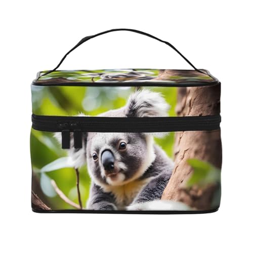 JZQZH Happy Cute Koala tragbare Kosmetiktasche, personalisierter Aufbewahrungs-Organizer für Reisen, Camping, Hotels und lange Reisen von JZQZH