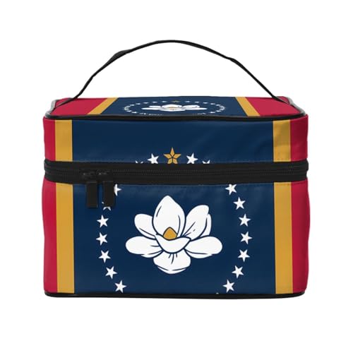 JZQZH Mississippi tragbare Kosmetiktasche mit Staatsflagge, personalisierter Aufbewahrungs-Organizer für Reisen, Camping, Hotels und Fernreisen von JZQZH