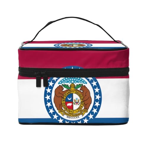 JZQZH Missouri tragbare Kosmetiktasche mit Staatsflagge, personalisierter Aufbewahrungs-Organizer für Reisen, Camping, Hotels und Fernreisen von JZQZH