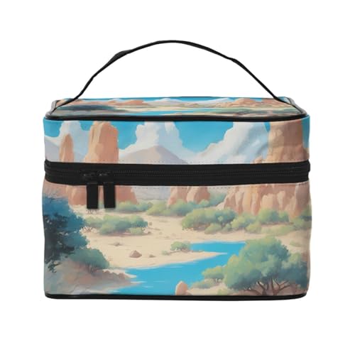 JZQZH Oasis in the Desert Tragbare Kosmetiktasche, personalisierter Aufbewahrungs-Organizer für Reisen, Camping, Hotels und Fernreisen von JZQZH