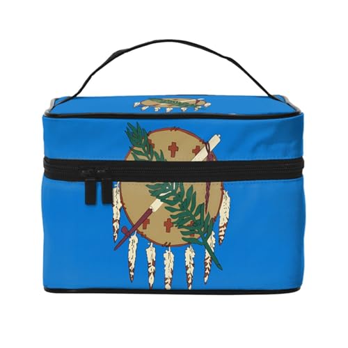 JZQZH Oklahoma tragbare Kosmetiktasche mit Staatsflagge, personalisierter Aufbewahrungs-Organizer für Reisen, Camping, Hotels und Fernreisen von JZQZH