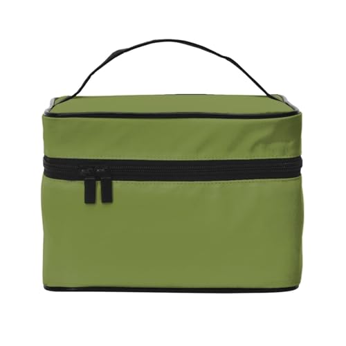 JZQZH Solide dunkelgrüne tragbare Kosmetiktasche, personalisierter Aufbewahrungs-Organizer für Reisen, Camping, Hotels und lange Reisen von JZQZH