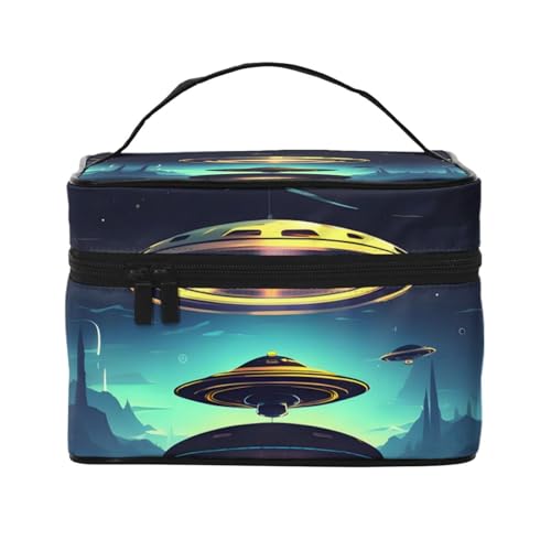 JZQZH Spacecraft Absteigende tragbare Kosmetiktasche, personalisierter Aufbewahrungs-Organizer für Reisen, Camping, Hotels und Fernreisen von JZQZH