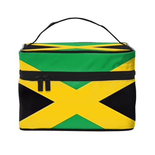 JZQZH Tragbare Kosmetiktasche mit Jamaika-Flagge, personalisierter Aufbewahrungs-Organizer für Reisen, Camping, Hotels und Fernreisen von JZQZH