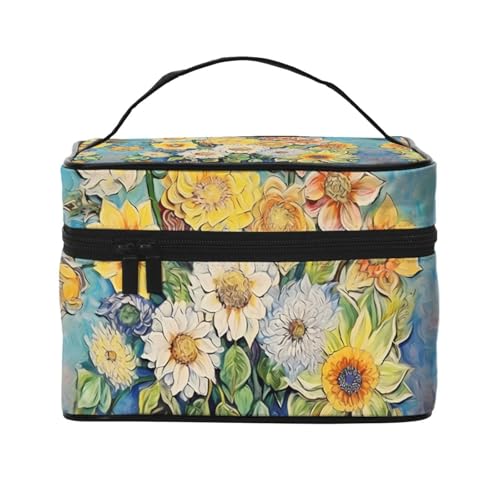 JZQZH Tragbare Kosmetiktasche mit Öl auf Leinwand, Blumenmotiv, personalisierbar, für Reisen, Camping, Hotels und Fernreisen JZQZH Tragbare Kosmetiktasche mit Öl auf Leinwand, Blumenmotiv, personalisierbar, für Reisen, Camping, Hotels und Fernreisen von JZQZH