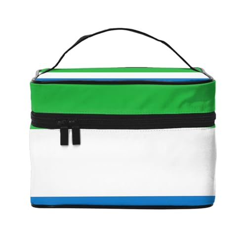 JZQZH Tragbare Kosmetiktasche mit Sierra Leone-Flagge, personalisierter Aufbewahrungs-Organizer für Reisen, Camping, Hotels und Fernreisen von JZQZH