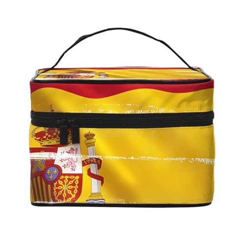 JZQZH Tragbare Kosmetiktasche mit Spanien-Flagge, personalisierter Aufbewahrungs-Organizer für Reisen, Camping, Hotels und lange Reisen von JZQZH