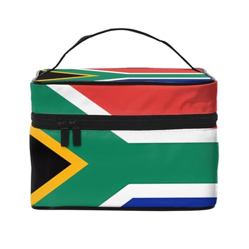 JZQZH Tragbare Kosmetiktasche mit Südafrika-Flagge, personalisierter Aufbewahrungs-Organizer für Reisen, Camping, Hotels und Fernreisen von JZQZH