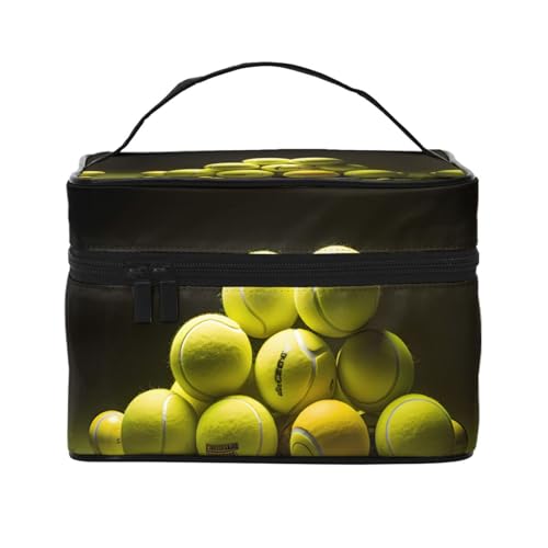 JZQZH Tragbare Kosmetiktasche mit Tennisdiagramm, personalisierter Aufbewahrungs-Organizer für Reisen, Camping, Hotels und lange Reisen von JZQZH