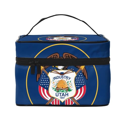 JZQZH Tragbare Kosmetiktasche mit Utah-Flagge, personalisierter Aufbewahrungs-Organizer für Reisen, Camping, Hotels und Fernreisen von JZQZH