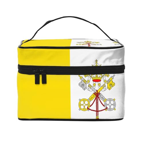 JZQZH Tragbare Kosmetiktasche mit Vatikan-Flagge, personalisierter Aufbewahrungs-Organizer für Reisen, Camping, Hotels und Fernreisen von JZQZH