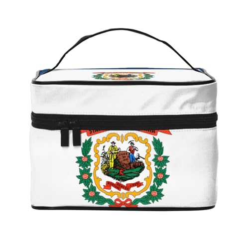 JZQZH Tragbare Kosmetiktasche mit West-Virginia-Flagge, personalisierter Aufbewahrungs-Organizer für Reisen, Camping, Hotels und Fernreisen von JZQZH