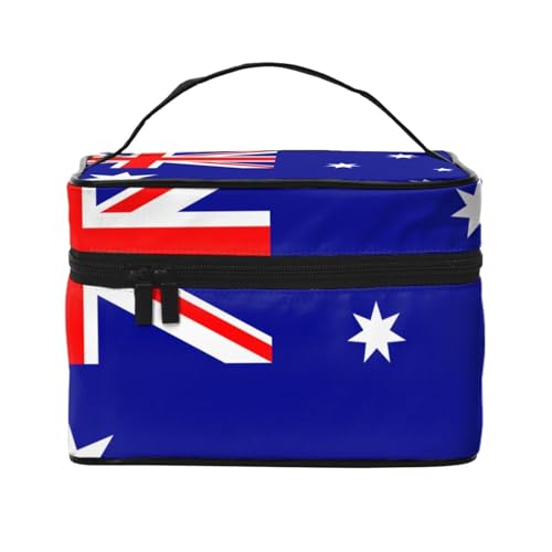JZQZH Tragbare Kosmetiktasche mit australischer Flagge, personalisierter Aufbewahrungs-Organizer für Reisen, Camping, Hotels und Fernreisen von JZQZH