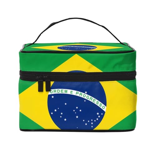 JZQZH Tragbare Kosmetiktasche mit brasilianischer Flagge, personalisierter Aufbewahrungs-Organizer für Reisen, Camping, Hotels und Fernreisen von JZQZH