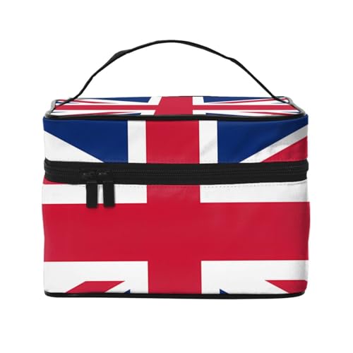 JZQZH Tragbare Kosmetiktasche mit britischer Flagge, personalisierter Aufbewahrungs-Organizer für Reisen, Camping, Hotels und Fernreisen von JZQZH