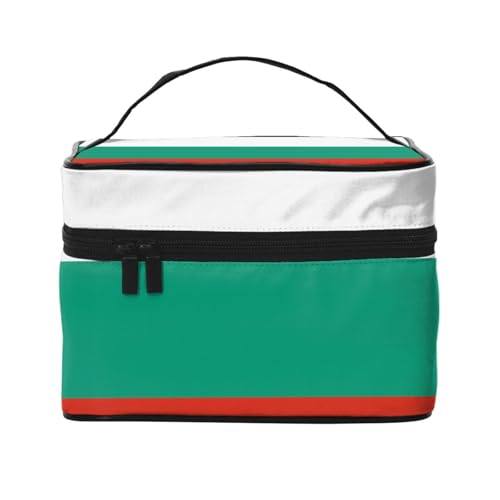 JZQZH Tragbare Kosmetiktasche mit bulgarischer Flagge, personalisierter Aufbewahrungs-Organizer für Reisen, Camping, Hotels und Fernreisen von JZQZH