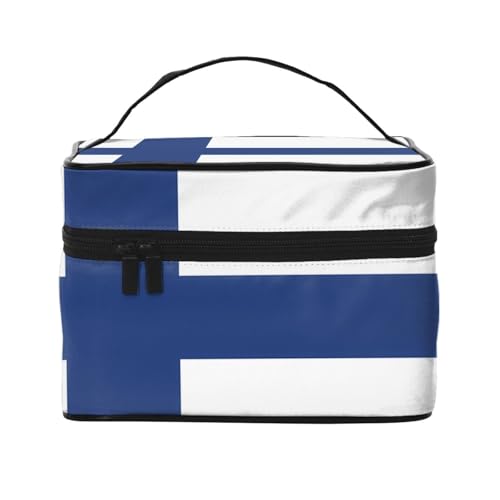 JZQZH Tragbare Kosmetiktasche mit finnischer Flagge, personalisierter Aufbewahrungs-Organizer für Reisen, Camping, Hotels und Fernreisen von JZQZH