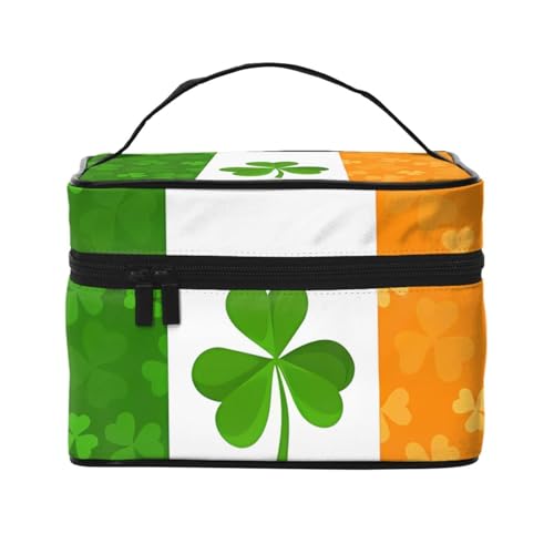 JZQZH Tragbare Kosmetiktasche mit irischer Flagge, personalisierter Aufbewahrungs-Organizer für Reisen, Camping, Hotels und Fernreisen von JZQZH
