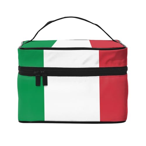 JZQZH Tragbare Kosmetiktasche mit italienischer Flagge, personalisierter Aufbewahrungs-Organizer für Reisen, Camping, Hotels und Fernreisen von JZQZH