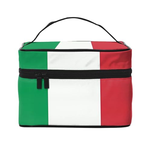 JZQZH Tragbare Kosmetiktasche mit italienischer Flagge, personalisierter Aufbewahrungs-Organizer für Reisen, Camping, Hotels und lange Reisen von JZQZH