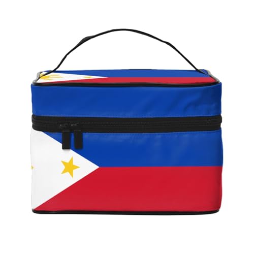 JZQZH Tragbare Kosmetiktasche mit philippinischer Flagge, personalisierter Aufbewahrungs-Organizer für Reisen, Camping, Hotels und Fernreisen von JZQZH