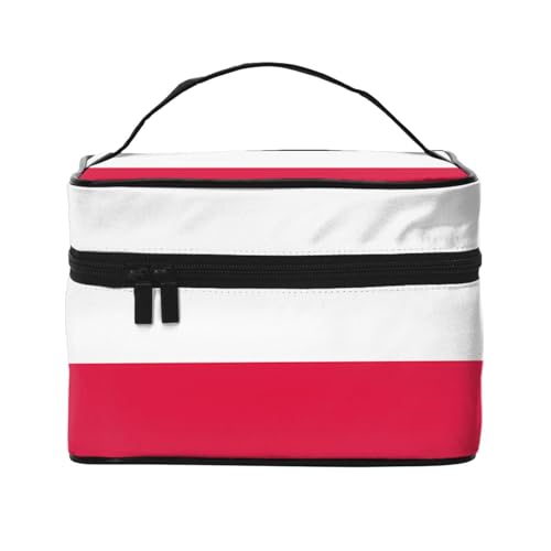 JZQZH Tragbare Kosmetiktasche mit polnischer Flagge, personalisierter Aufbewahrungs-Organizer für Reisen, Camping, Hotels und Fernreisen von JZQZH