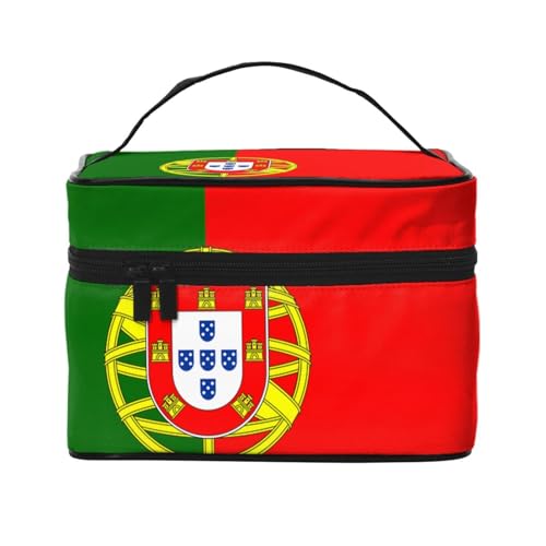 JZQZH Tragbare Kosmetiktasche mit portugiesischer Flagge, personalisierter Aufbewahrungs-Organizer für Reisen, Camping, Hotels und Fernreisen von JZQZH