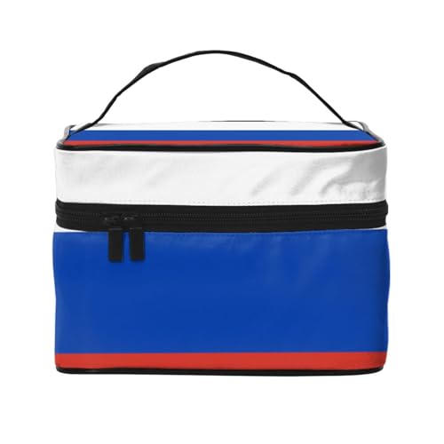 JZQZH Tragbare Kosmetiktasche mit russischer Flagge, personalisierter Aufbewahrungs-Organizer für Reisen, Camping, Hotels und lange Reisen von JZQZH