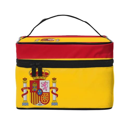 JZQZH Tragbare Kosmetiktasche mit spanischer Flagge, personalisierter Aufbewahrungs-Organizer für Reisen, Camping, Hotels und Fernreisen von JZQZH