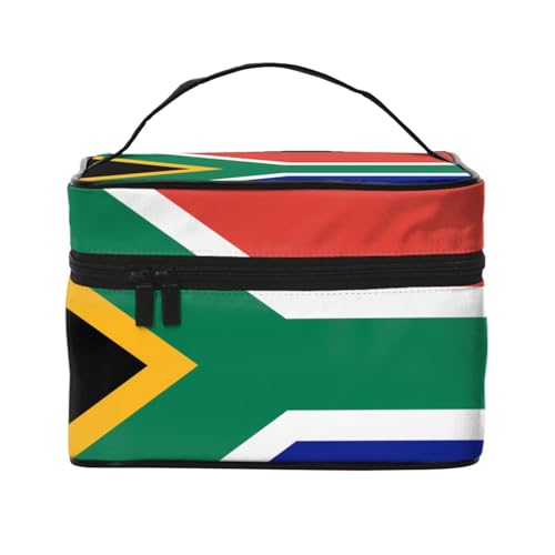 JZQZH Tragbare Kosmetiktasche mit südafrikanischer Flagge, personalisierter Aufbewahrungs-Organizer für Reisen, Camping, Hotels und Fernreisen von JZQZH
